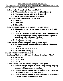 Câu hỏi trắc nghiệm ôn học kì II Lịch sử Lớp 4 - Năm học 2010-2011 - Trường Tiểu học Phước Thắng