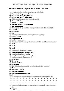 Đề cương ôn tập học kì II Khoa học, Lịch sử và Địa lí Lớp 4 - Năm học 2009-2010