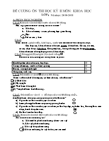 Đề cương ôn tập học kì II Khoa học Lớp 4 - Năm học 2010-2011