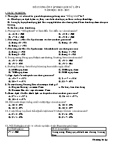 Đề cương ôn tập học kì II Lịch sử Khối 4 - Năm học 2012-2013