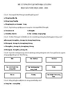 Đề cương ôn thi học kì II Lịch sử Lớp 4 - Năm học 2010-2011