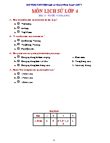 Đề kiểm tra cả năm Khoa học, Lịch sử và Địa lí Lớp 4 (Kèm đáp án)