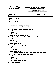 Đề kiểm tra chất lượng cuối năm Khoa học Lớp 4 - Năm học 2010-2011 - Trường Tiểu học Đô Lương