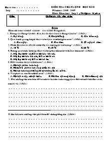 Đề kiểm tra chất lượng học kì II Khoa học Lớp 4 - Năm học 2008-2009