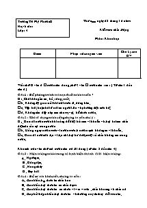 Đề kiểm tra chất lượng Khoa học Lớp 4 - Trường Tiểu học Mỹ Phước D