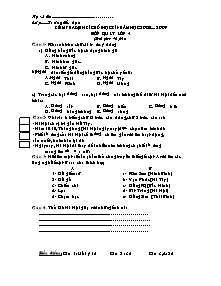 Đề kiểm tra cuối học kì I Địa lí Khối 4 - Năm học 2008-2009