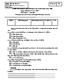 Đề kiểm tra cuối học kì I Địa lí Lớp 4 - Năm học 2007-2008 - Trường Tiểu học Phú An 1