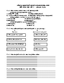 Đề kiểm tra cuối học kì I Khoa học, Lịch sử và Địa lí Lớp 4 - Năm học 2008-2009