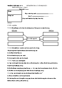 Đề kiểm tra cuối học kì I Khoa học Lớp 4 - Trường Tiểu học 19/5