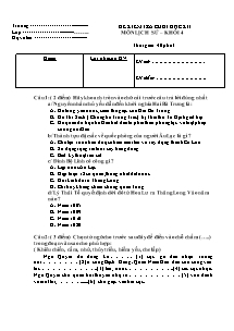 Đề kiểm tra cuối học kì I Lịch sử Lớp 4 - Đề số 1