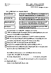 Đề kiểm tra cuối học kì I môn Địa lí Lớp 4 - Năm học 2008-2009