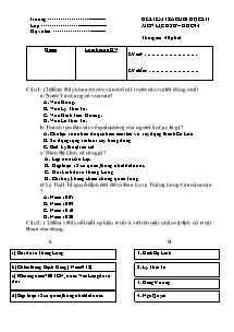 Đề kiểm tra cuối học kì I môn Lịch sử Lớp 4