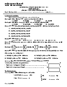 Đề kiểm tra cuối học kì I Toán Lớp 4 - Năm học 2010-2011 - Trường Tiểu học Sơn Lôi A