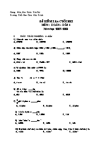 Đề kiểm tra cuối học kì I Toán Lớp 4 - Trường Tiểu học Phan Chu Trinh