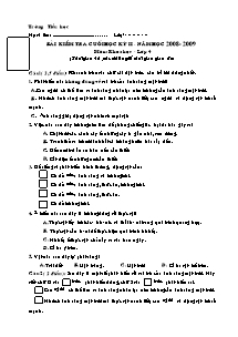 Đề kiểm tra cuối học kì II Khoa học Khối 4 - Năm học 2008-2009