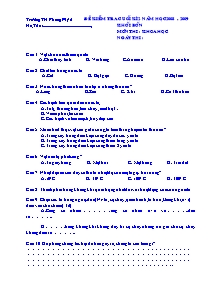 Đề kiểm tra cuối học kì II Khoa học Lớp 4 - Năm học 2008-2009 - Trường Tiểu học Phong Mỹ 2