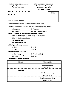 Đề kiểm tra cuối học kì II Lịch sử và Địa lí Lớp 4 - Năm học 2013-2014