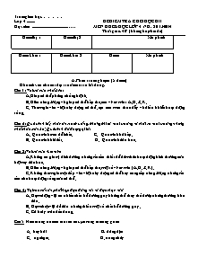 Đề kiểm tra cuối học kỳ I Khoa học Lớp 4 - Năm học 2013-2014