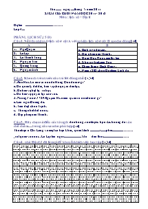 Đề kiểm tra cuối năm Khoa học, Lịch sử và Địa lí Khối 4 - Năm học 2011-2012