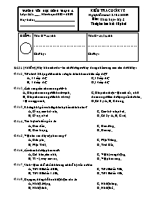 Đề kiểm tra cuối năm Khoa học Lớp 4 - Năm học 2008-2009 - Trường Tiểu học Đông Thạnh A