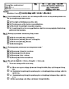 Đề kiểm tra cuối năm Khoa học Lớp 4 - Năm học 2009-2010 - Trường Tiểu học Xuân Lộc 1