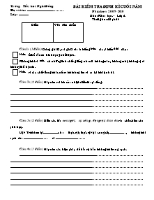 Đề kiểm tra cuối năm Khoa học Lớp 4 - Năm học 2009-2010 - Trường Tiểu học Nghi Đồng