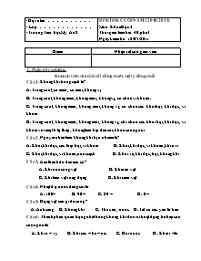 Đề kiểm tra cuối năm Khoa học Lớp 4 - Năm học 2010-2011 - Trường Tiểu học Mỹ An 2