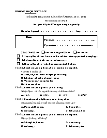 Đề kiểm tra cuối năm Khoa học Lớp 4 - Năm học 2011-2012 - Trường Tiểu học Quyết Thắng