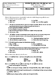 Đề kiểm tra cuối năm Khoa học Lớp 4 - Năm học 2012-2013 - Trường Tiểu học Kim Đồng