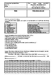 Đề kiểm tra cuối năm Lịch sử và Địa lí Lớp 4 - Năm học 2011-2012 - Trường Tiểu học Minh Hòa