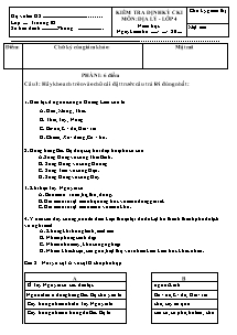 Đề kiểm tra định kì cuối học kì I Địa lí Lớp 4
