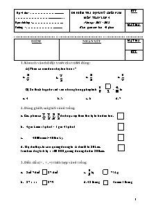 Đề kiểm tra định kì cuối năm môn Toán Lớp 4 - Năm học 2011-2012