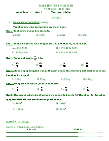 Đề kiểm tra đinh kì học kì II Toán Lớp 4 - Năm học 2013-2014