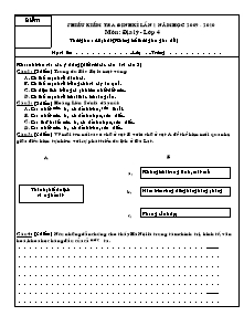 Đề kiểm tra định kì lần 1 Địa lí Lớp 4 - Năm học 2009-2010