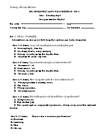 Đề kiểm tra định kì lần 1 Khoa học, Lịch sử và Địa lí Lớp 4 - Năm học 2012-2013 - Trường Tiểu học Bài Sơn