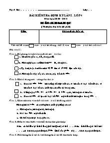 Đề kiểm tra định kì lần 1 Khoa học, Lịch sử và Địa lí Lớp 4 - Năm học 2010-2011