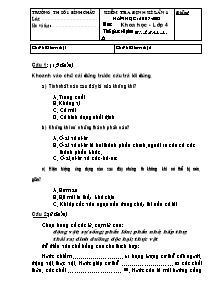 Đề kiểm tra định kì lần 1 Khoa học Lớp 4 - Năm học 2007-2008 - Trường Tiểu học số 1 Bình Châu