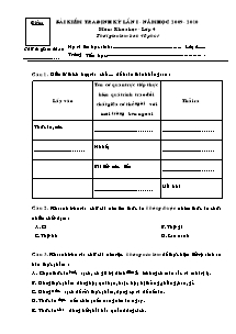 Đề kiểm tra định kì lần 1 Khoa học Lớp 4,5 - Năm học 2009-2010
