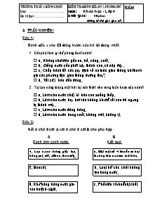 Đề kiểm tra định kì lần 2 Khoa học Lớp 4 - Năm học 2006-2007 - Trường Tiểu học số 1 Bình Châu