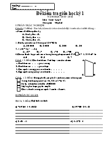 Đề kiểm tra giữa học kì I Toán Khối 4 - Năm học 2011-2012