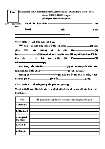 Đề kiểm tra giữa học kì II Khoa học Lớp 4 - Năm học 2010-2011