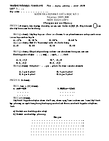 Đề kiểm tra giữa học kì II Toán, Tiếng việt Lớp 5 - Năm học 2009-2010 - Trường Tiểu học số 1 Tam Giang