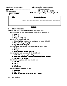 Đề kiểm tra học kì I Khoa học Khối 4 - Năm học 2009-2010 - Trường Tiểu học Long Hà C