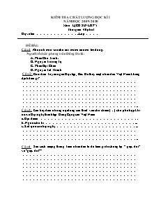 Đề kiểm tra học kì I Khoa học, Lịch sử Lớp 4,5 - Năm học 2009-2010 - Hà Thị Thu Hiền