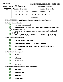 Đề kiểm tra học kì I Khoa học, Lịch sử và Địa lí Lớp 4 - Năm học 2010-2011 - Trường Tiểu học Hồng Đức