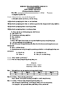 Đề kiểm tra học kì I Khoa học, Lịch sử và Địa lí Lớp 4 - Năm học 2009-2010 - Trường Tiểu học Hải Tân