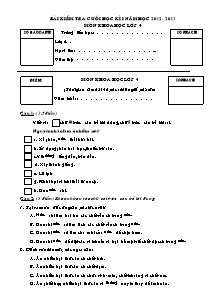 Đề kiểm tra học kì I Khoa học Lớp 4 (Có đáp án) - Năm học 2012-2013