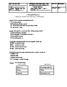 Đề kiểm tra học kì I Khoa học Lớp 4 - Năm học 2009-2010 - Trường Tiểu học Hứa Tạo