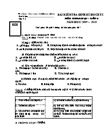 Đề kiểm tra học kì I Khoa học Lớp 4 - Năm học 2009-2010 - Trường Tiểu học Phương Hưng