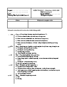 Đề kiểm tra học kì I Khoa học Lớp 4 - Năm học 2009-2010 - Trường Tiểu học Lê Minh Xuân 3